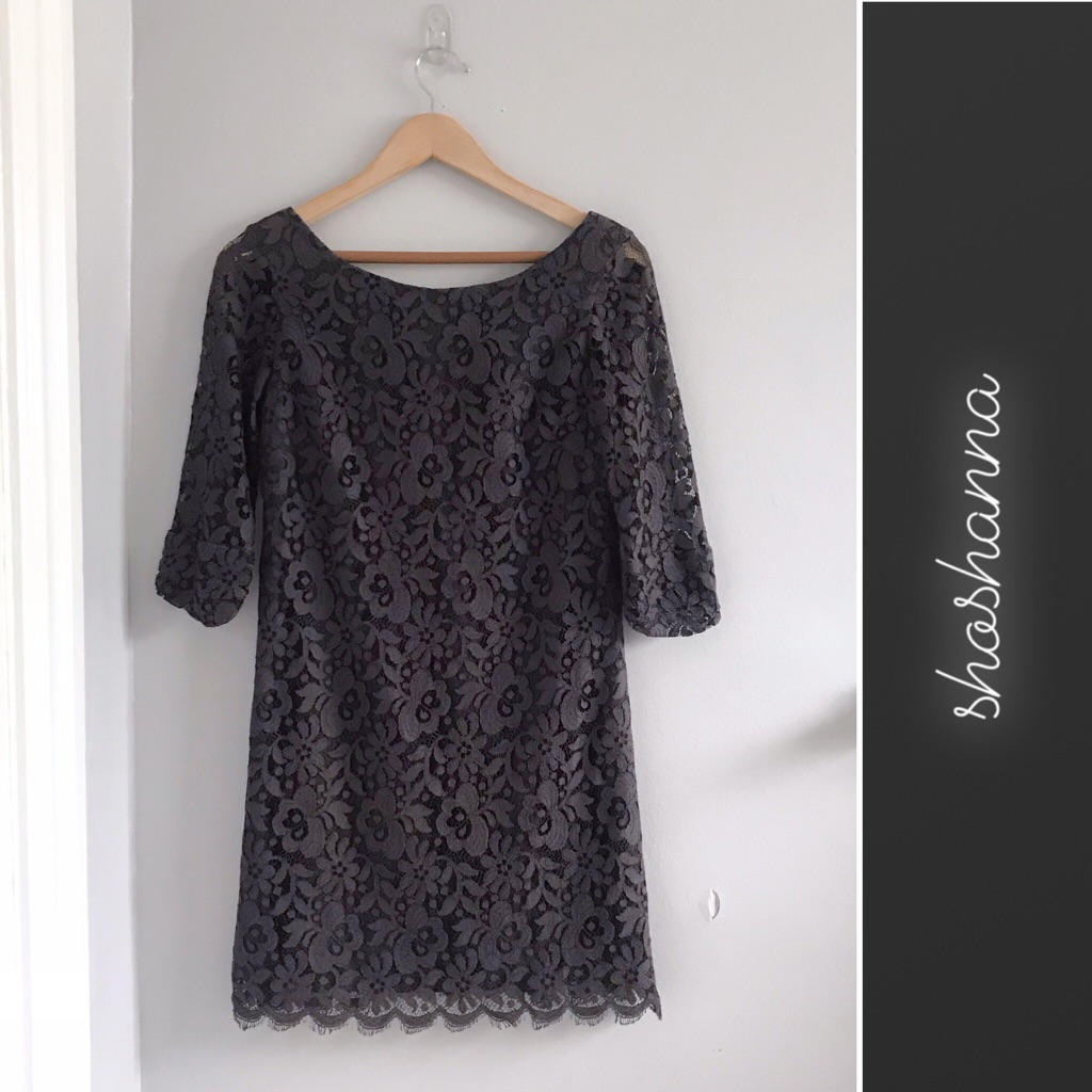 Shoshanna Deep Purple 3/4 Sleeve Lace Dress 4